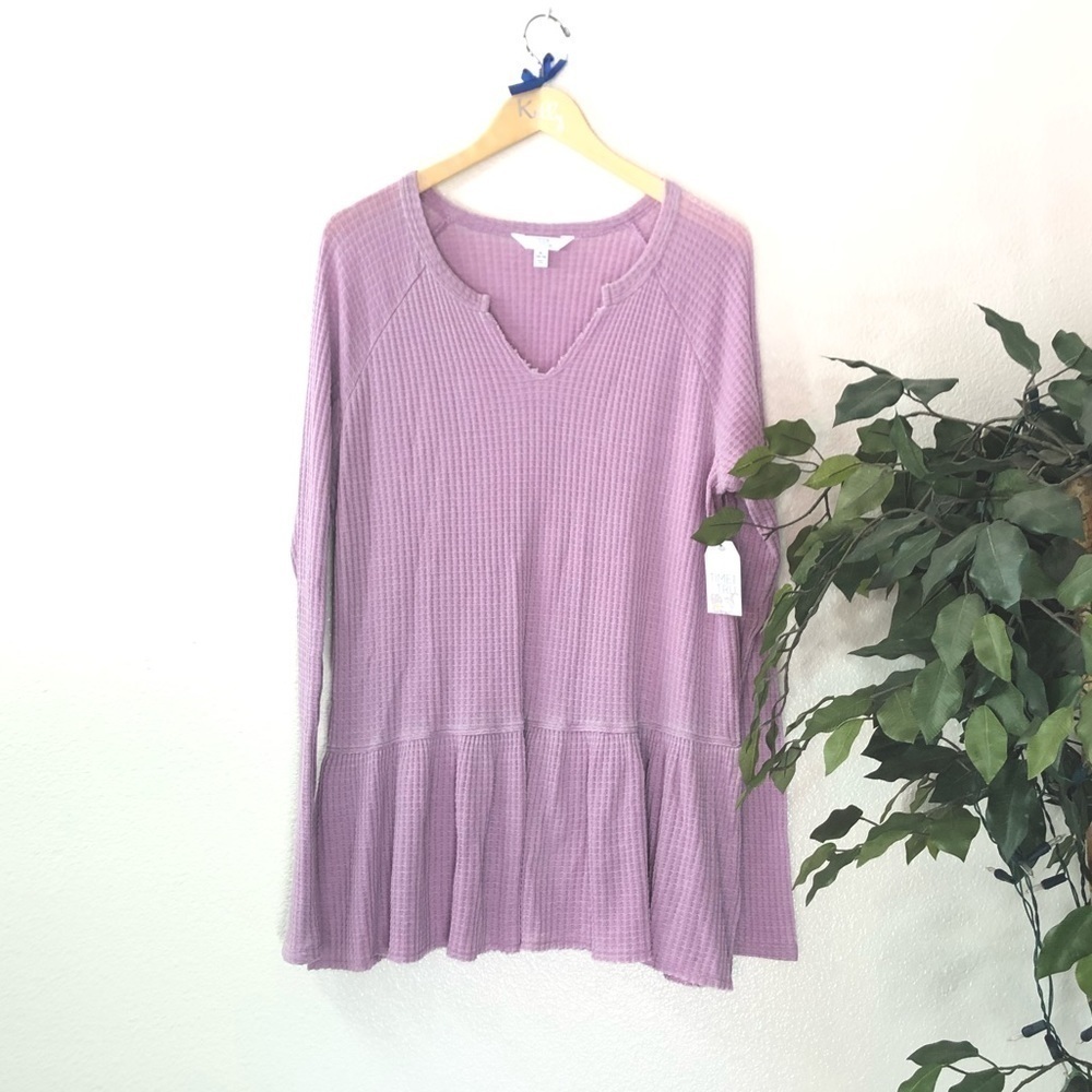 PLUS Time And Tru Purple Waffle Top
